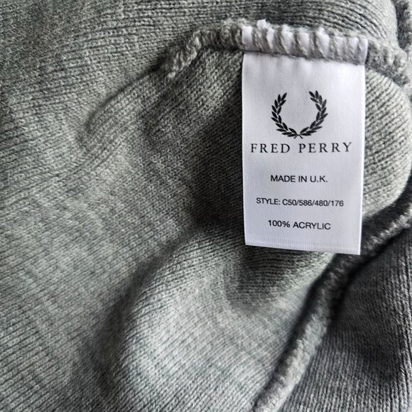 Fred Perry Knit Beanie Winter Fall Hat Pom Stripes Striped Adult UK Designer - Picture 3 of 3